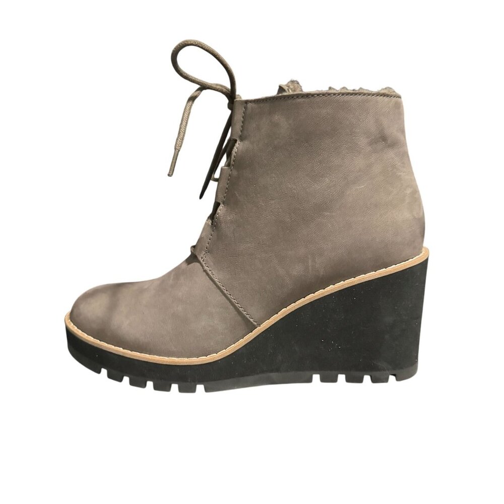NEW Eileen Fisher Alpine Women's Leather Lace Up Ankle Wedge Boots, Size 7 NWOB